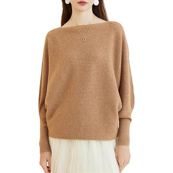 Khaki Ribbed Knit Pullover Crew Neck Long Sleeve Sweater Women's Size Small - Picture 1 of 6